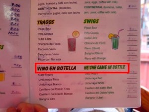 vino en inglés
